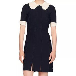 NWT Sandro Caline Contrast Trim Fit & Flare Dress